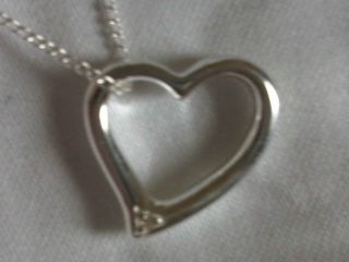 925 Sterling Silver Floating Heart Pendant Necklace 16