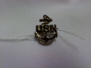  IN USA small sterling silver pin USN on anchor