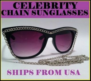   Wayfarer Style Flat Top Fat Link Chain Sunglasses Pop Diva Rave