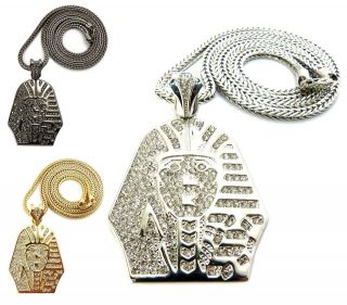   TYGAS PHARAOH PENDANT W/ A 36 INCH FRANCO CHAIN NECKLACE 3 COLORS