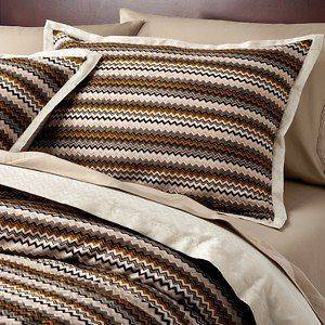 RARE Missoni Famiglia Brown/Black/Gold Chevron Quilted Comforter 