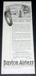 1920 OLD MAGAZINE PRINT AD, DAYTON AIRLESS TIRES, EASY RIDING