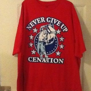 Pre Owned Mens 3X WWE John Cena Never Give Up Cenation T shirt