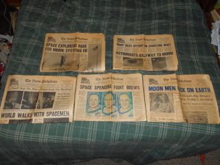 Lot of 5 Historical Newspapers Apollo 11 Moon Landing Ted Kennedy 