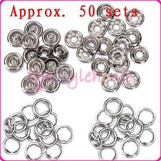  100pcs 11mm Open Ring No Sew Snaps Fasteners Nickle Sewing Craft DIY