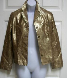 NEW EXPRESS CHIC & SEXY METALLIC GOLD LAME SOFT SUEDE SHORT JACKET 