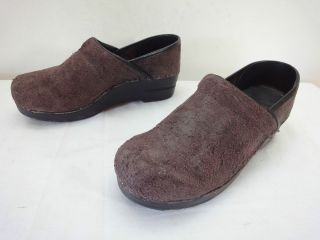 Womens 38 7.5 8 SANITA brown suede Clogs professional stapled leather 