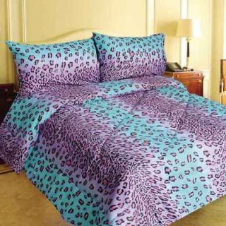   Multicolor Leopard Print Sheet Set With Matching Comforter Queen Size