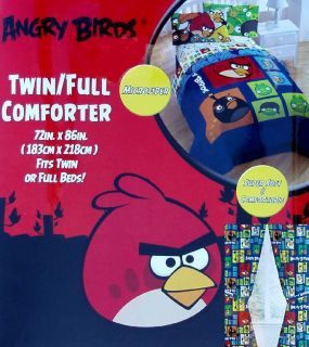 ANGRY BIRDS COLLAGE FULL SIZE COMFORTER SHEETS DRAPES 6PC BEDDING 