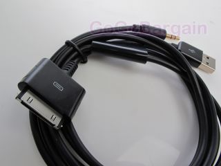Blk 3.5mm jack Car AUX Audio Lineout Cable USB For Apple iPhone 4s 4 