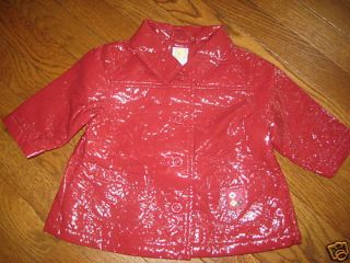 NWT Gymboree Mad About Plaid RED Crinkle Patent Leather Jacket Coat 