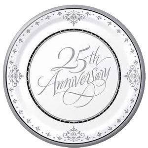 25th SILVER WEDDING ANNIVERSARY Party Tableware and Decorations