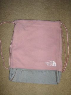 GREAT NORTH FACE FLEECE BOOK BAG BACKPACK PINK FLEECE WITH GRAY 18x13 