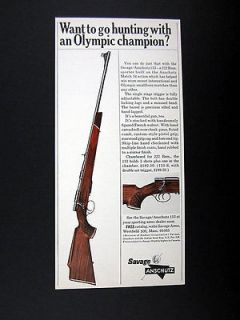 Savage Anschutz Model 153 222 Rem. Rifle 1965 print Ad advertisement
