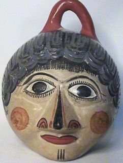 EXCELLENT OLD VINTAGE MEXICO MEXICAN TONALA BURNISHED POTTERY HEAD 