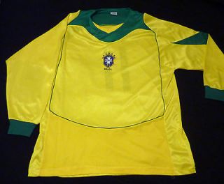   #11 World Cup 2002 Brasil CBF Long Sleeve Soccer Jersey Mens XXL