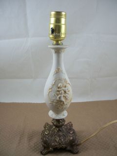 Vintage Porcelain Cherub Table Lamp with Decorative Metal Base