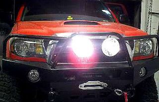 TWO LARGE 7 INCH OFF ROAD BRUSH BAR LIGHTS 4X4 WITH COVERS AND WIRING 