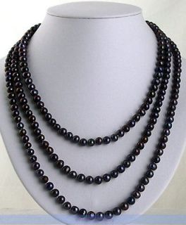   Genuine Natural 7mm Freshwater Black Pearl Necklace  CHRISTMAS GIFT