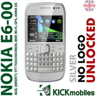 NEW NOKIA E6 00 8GB SILVER QWERTY UNLOCKED SIMFREE MOBILE PHONE E6 GSM