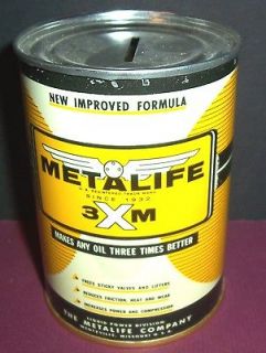Nice vintage Metalife motor oil additive advertising can bank