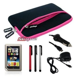   Pink Case Bag+Wall Car Charger+3xStylus+LCD Film For Nook/Nook Color