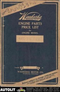 1935 Waukesha 6BK 6B Truck Engine Part Book Thew Shovel
