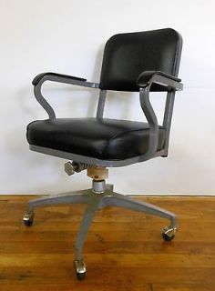 Vintage 1960s Winfield Industrial Office Chair Retro Wheels Black 