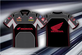 Honda Racing Mens Cotton Shirt Grey Black 2 Sided Pit Shirt