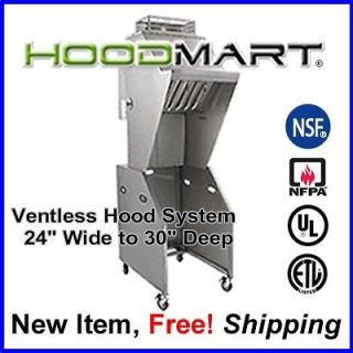 Restaurant Ventless Vent Grease Exhaust Hood 24 x 30 Portable Ansul 