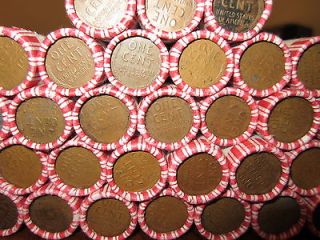 Wheat Penny Roll, Unsearched, Wheat Penny Lot 1909 to 1958 Possible 