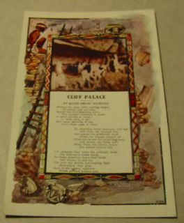 Old 1907 CLIFF PALACE Indian Pottery / Ruins POSTCARD