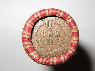   WHEAT PENNY ROLL WITH INDIAN HEAD CENTS ON BOTH ENDS 50 PENNIES