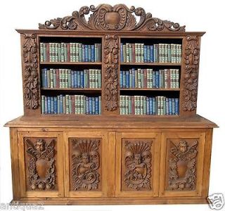   CARVED SPANISH COLONIAL BOOKCASE CABINET RENAISSANCE STYLE CUPBOARD