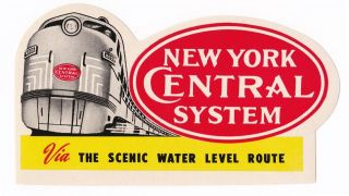 New York Central System 1940 Railroad Luggage Train Travel Label MINT 