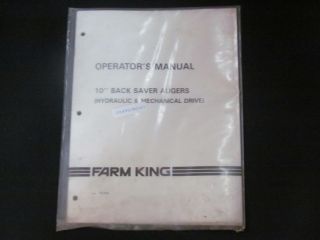 FARM KING 10 BACK SAVER AUGER (HYDRAULIC & MECHANICAL DRIVE) OPERATOR 