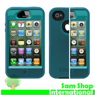 New iPhone 4/4S Otterbox Defender Light/Deep Teal Case With Clip 