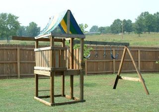 BUILD A PLAYSET FORT PLAYHOUSE SWINGSET WOOD PLANS H1