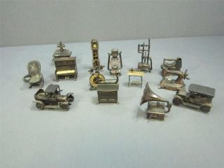 Thirteen Vintage Die Cast Mechanical Pencil Sharpeners Clocks Car 