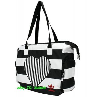   PATCH STRIPED HEART PATTERN HOLDALL BAG White Black Re​d shopping
