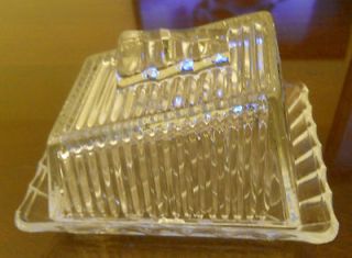 Vintage Pressed Glass Butter or Cheese Dish 1LB. size. Wedge Shaped 