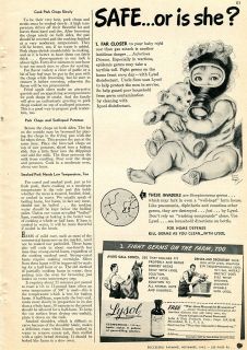 1942 Lysol Disinfectant Baby with a Gas Mask Ad
