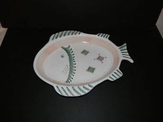 Fish shaped Platter Plate Tray Hand Painted in Caleca Italy 14x12
