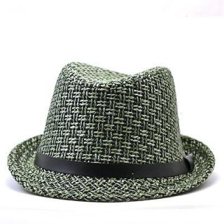 NEW Adult Mens GREEN Straw Weave Paper Fedora Costume Clothing Free 