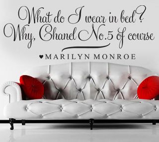 CHANEL NO.5 OF COURSE MARILYN MONROE PERFUME WALL ART STICKER QUOTE 