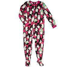 NWT Carters Big Girls Pink Penguin Microfleece Footed Pajamas Ori.$3 