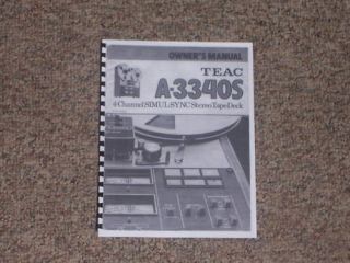 Teac A 3340S Reel to Reel Manual pdf Format on CD ROM