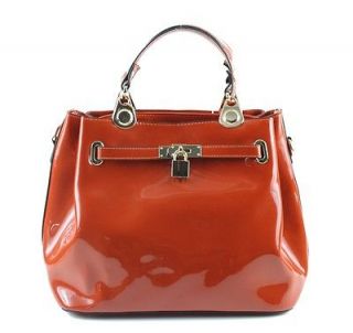 brown patent leather handbag in Handbags & Purses