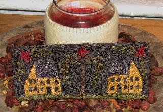 PRIMITIVE PUNCH NEEDLE PATTERN ~ WELCOME HOME (2 SALTBOXES)