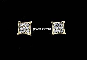 MENS GOLD CZ ICED OUT HIP HOP PAVE KITE STUD EARRINGS